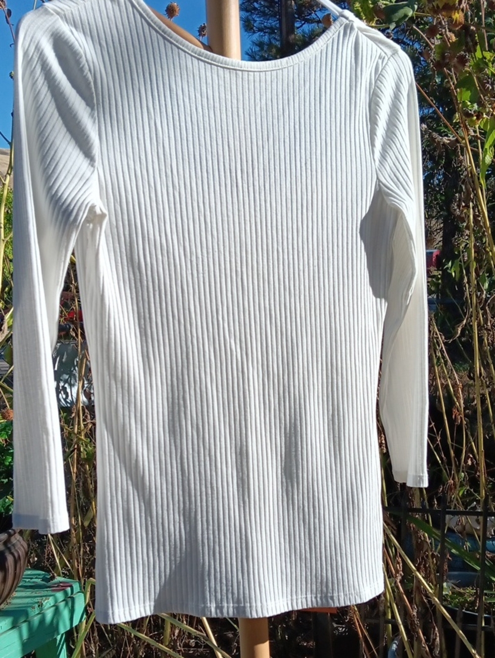 H&M Ribbed Long Sleeve Top - White